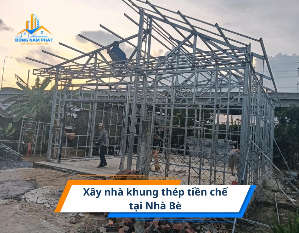 xay nha khung thep tien che tai nha be